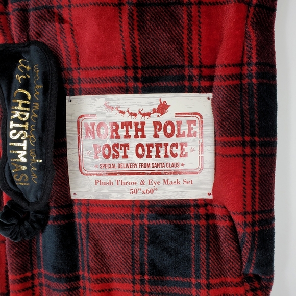 Buffalo Plaid Plush Throw & Christmas Sleep Mask - Picture 4 of 7